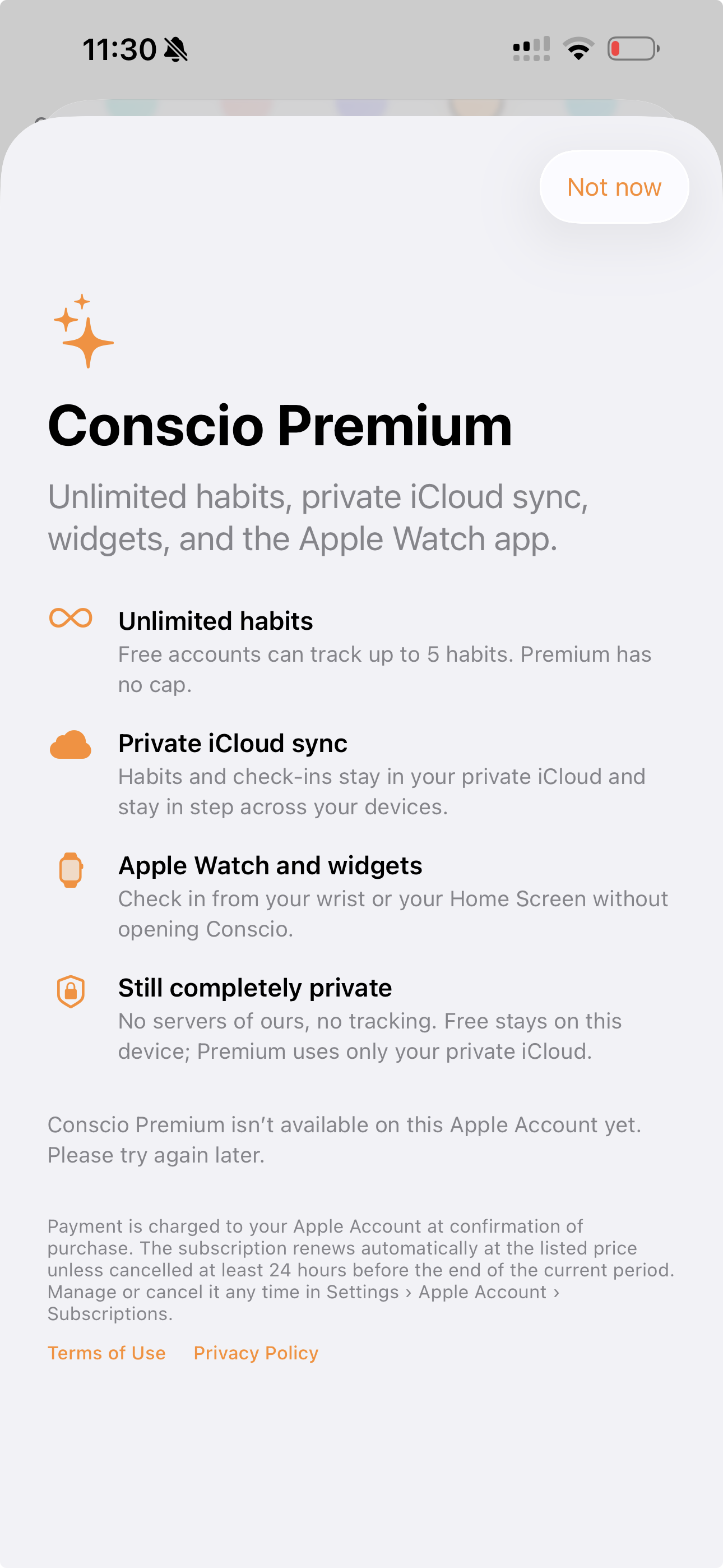 Conscio Premium upgrade sheet
